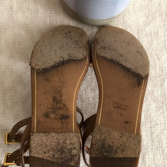 Prada Saffiano Leather Sandals - Picture 7 of 8